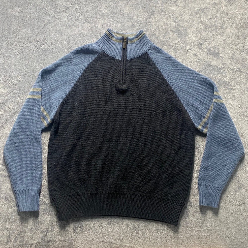 Vintage 90s Arizona Jean Company Sweater Mens Large Quarter Zip Wool Blend Blue